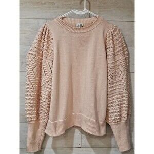 Grace + Karma Bubble Crochet Sleeve Sweater Size L pink
